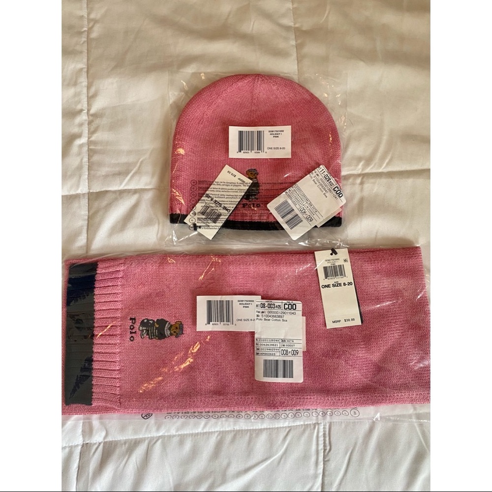 BRAND NEW RALPH LAUREN little girls hat/scarf set
